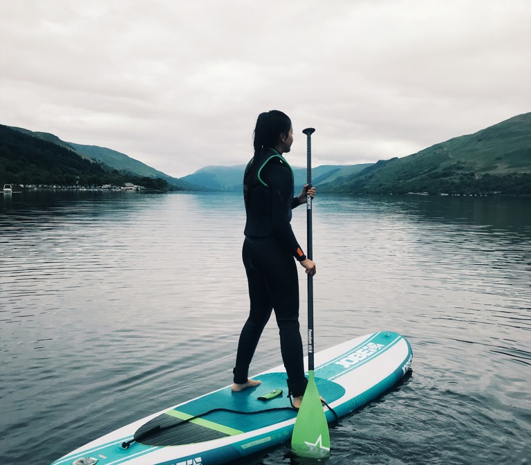 Paddleboarding on Loch Earn